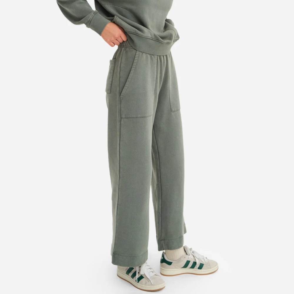 EUC MATE Organic Fleece Wide Leg Pant, Forest Green size L